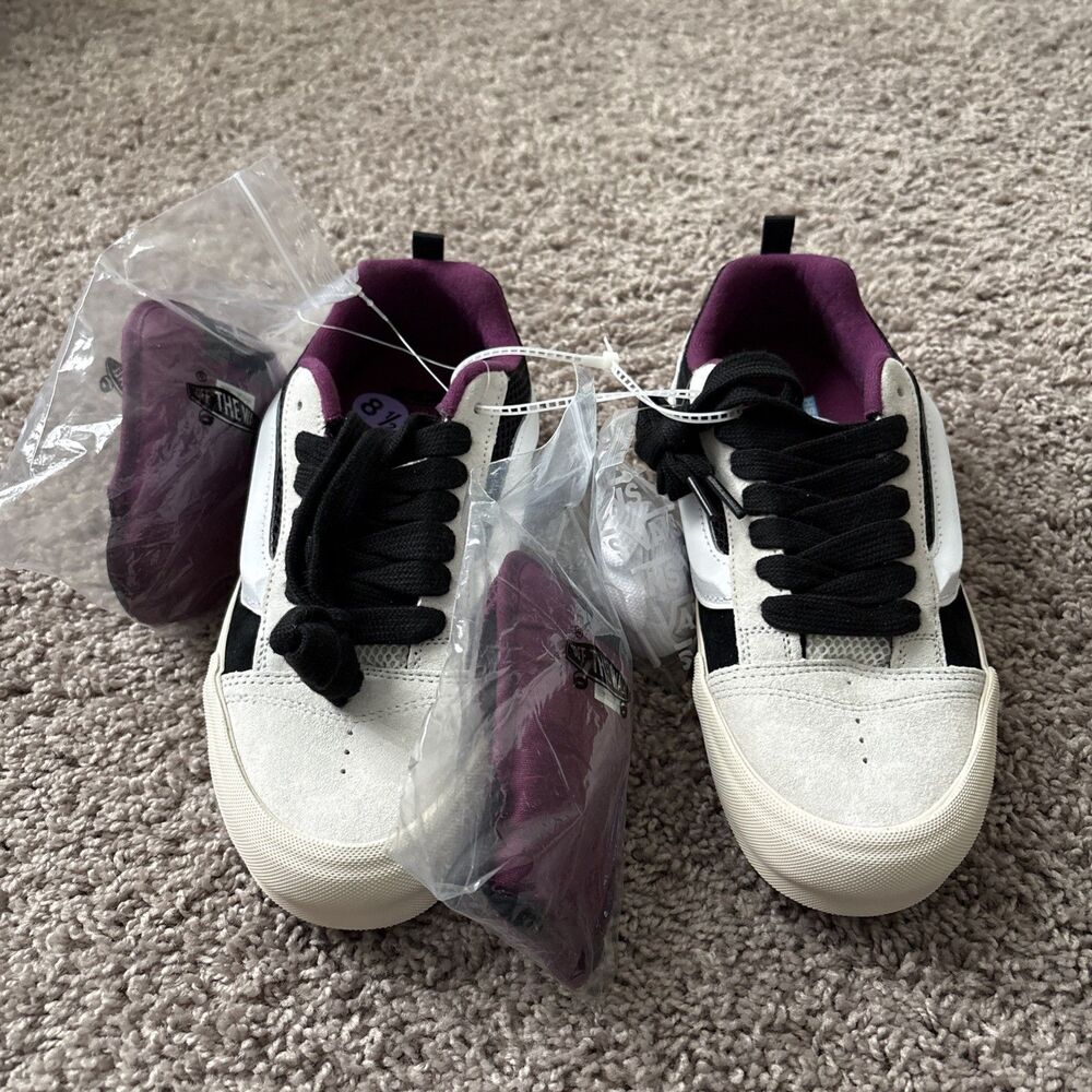 Vans Vault Knu Skool LX White Black Magenta Low VN0007QDWHT Mens Size 8.5 New